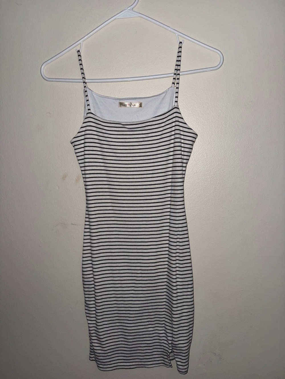 Heart Hips Black & White Striped Spaghetti Strap Mini Dress